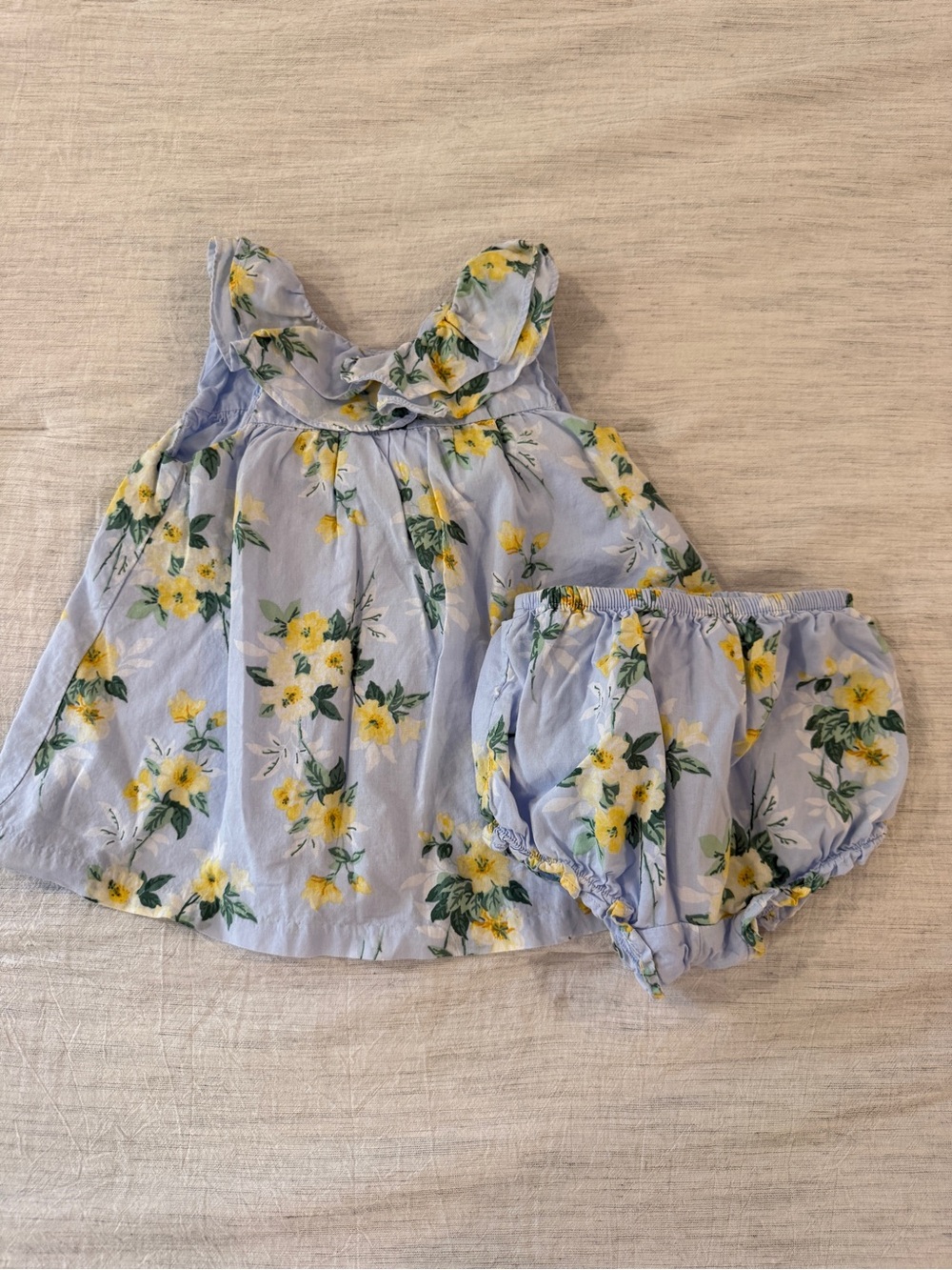 Janie and Jack Light Blue Floral Ruffle Top & Bloomers